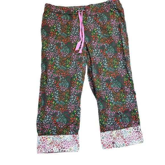 Lands' End Pants - Lands' End Women's Pull-on Cropped Wide Leg Pants Ditsy Floral L/XL